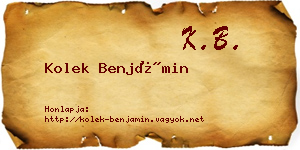 Kolek Benjámin névjegykártya
