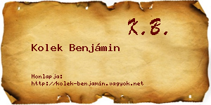 Kolek Benjámin névjegykártya